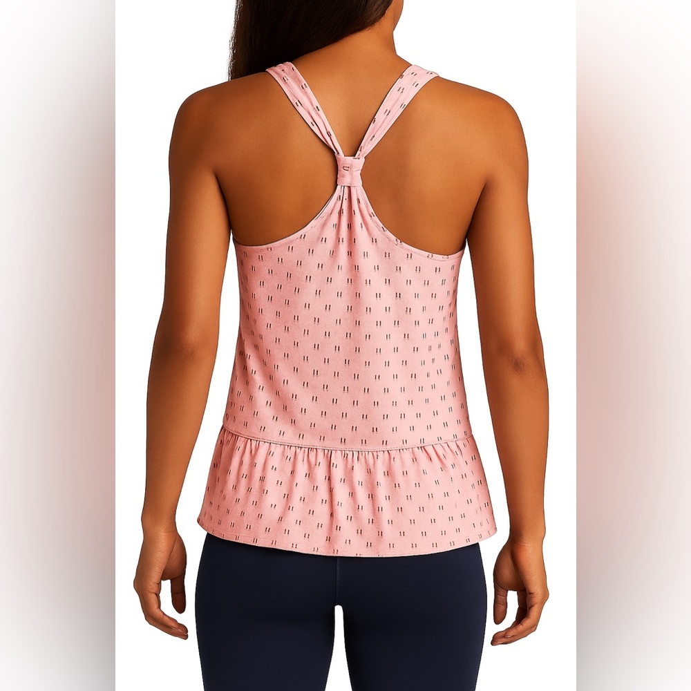 Pink Patterned Peplum Racerback Tank Top